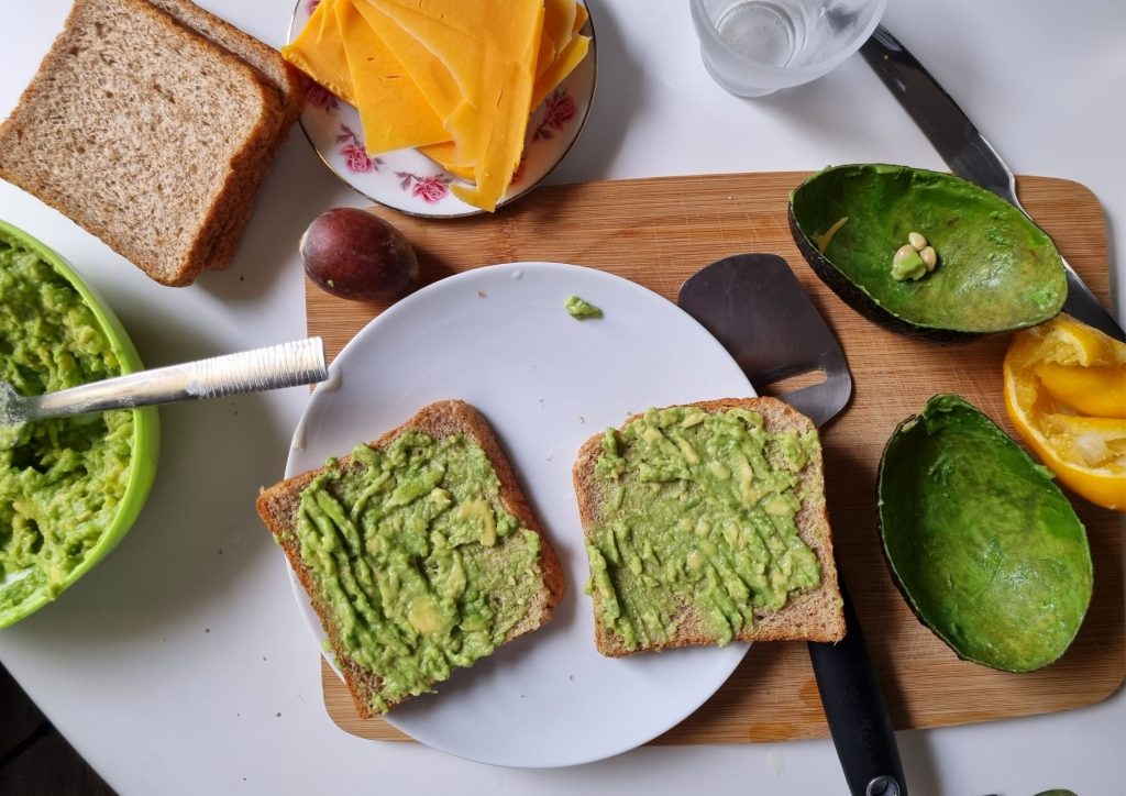 process of making avocado grilled cheese